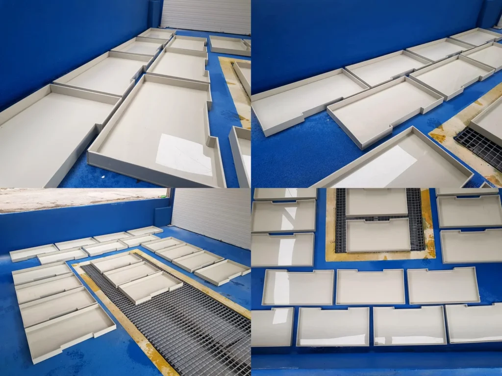 tăvi de retenție industriale din polipropilenă și polietilenă fabricate la comandă