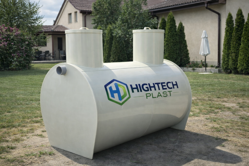 fosa septica din polipropilena HighTech Plast montaj in curtea unei case